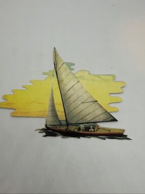 Vintage Sailboat note card/tag - Yellow Sail Accent set of 16! New!